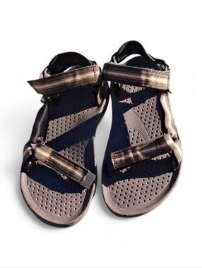 Teva Brown and Tan Striped Webbing Sport Sandals